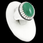 انگشتر عقیق سبز نقره مردانه دست ساز فاخر طرح فیلی دورچنگ