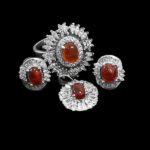 نیم ست عقیق سرخ یمنی نقره زنانه طرح نسترن - Image 4