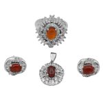 نیم ست عقیق سرخ یمنی نقره زنانه طرح نسترن