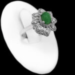 انگشتر یشم نقره زنانه طرح گلبرگ