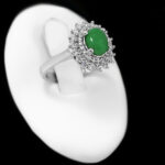 انگشتر یشم نقره زنانه طرح گلرنگ