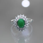 انگشتر یشم نقره زنانه طرح گلرنگ - Image 2