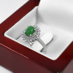 انگشتر یشم نقره زنانه طرح گلرنگ - Image 4