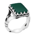 انگشتر عقیق سبز مردانه نقره طرح رهبری