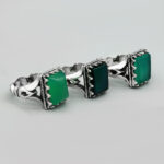 انگشتر عقیق سبز مردانه نقره طرح رهبری - Image 3