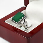 انگشتر عقیق سبز مردانه نقره طرح رهبری - Image 5