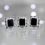 انگشتر عقیق مشکی نقره دست ساز طرح کایا - Image 4