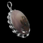 گردنبند عقیق شجر نقره دست ساز طرح گلی + حرز امام جواد (ع)