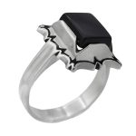 انگشتر عقیق مشکی نقره دست ساز طرح کایا