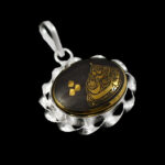 گردنبند حدید صینی نقره دورپیچ بیضی طرح فانتزی لبیک یا حسین (ع) - Image 4