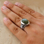 انگشتر یشم یمنی نقره مردانه طرح آردین - Image 4