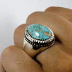 انگشتر فیروزه نیشابوری نقره دست ساز فاخر مردانه طرح فیلی - Image 4