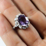 انگشتر آمیتیست الماس تراش نقره زنانه طرح آستیاژ - Image 2