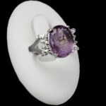 انگشتر آمیتیست الماس تراش نقره زنانه طرح آشتی