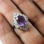 انگشتر آمیتیست الماس تراش نقره زنانه طرح آصفه - Image 3