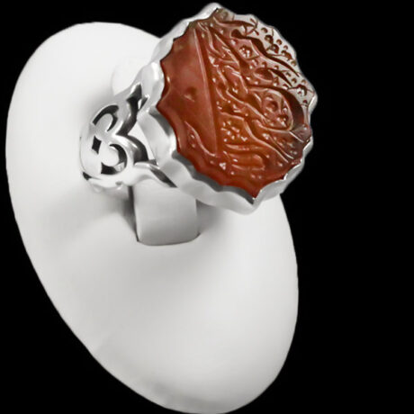 انگشتر عقیق سرخ نقره مردانه طرح فاخر "امیری حسین و نعم الامیر"