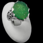 انگشتر عقیق سبز نقره مردانه طرح فاخر یا رقیه (س)