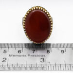 انگشتر عقیق سرخ نقره مردانه طرح دورطلایی یزدان - Image 2