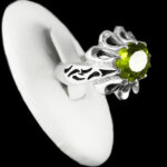 انگشتر زبرجد الماس تراش نقره مردانه دست ساز طرح آیین