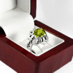 انگشتر زبرجد الماس تراش نقره مردانه دست ساز طرح آیین - Image 2