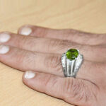 انگشتر زبرجد الماس تراش نقره مردانه دست ساز طرح فاخر اباذر - Image 2