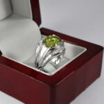 انگشتر زبرجد الماس تراش نقره مردانه دست ساز طرح فاخر اباذر - Image 4