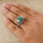 انگشتر زمرد الماس تراش نقره مردانه طرح آروند - Image 2