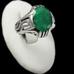 انگشتر زمرد الماس تراش نقره مردانه طرح آروند