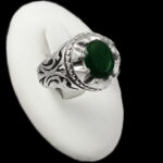 انگشتر زمرد الماس تراش نقره دست ساز مردانه طرح آریابد