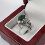 انگشتر زمرد الماس تراش نقره دست ساز مردانه طرح آریابد - Image 2