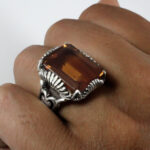 انگشتر الکساندریت الماس تراش نقره مردانه طرح آسیم - Image 4