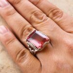 انگشتر الکساندریت الماس تراش نقره مردانه طرح آسیم - Image 2