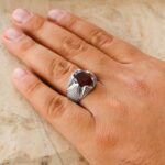 انگشتر گارنت نقره مردانه طرح آریامن - Image 4