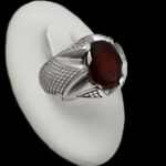 انگشتر گارنت نقره مردانه طرح آریامن