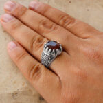 انگشتر گارنت نقره مردانه طرح آریاوا - Image 3