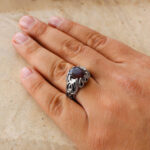 انگشتر گارنت نقره مردانه طرح آریستا - Image 3