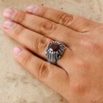 انگشتر گارنت نقره مردانه طرح آزرم - Image 3