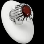 انگشتر گارنت نقره مردانه طرح آزرم