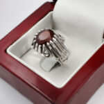 انگشتر گارنت نقره مردانه طرح آزرم - Image 2