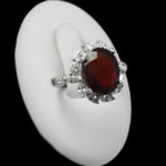 انگشتر گارنت الماس تراش نقره زنانه طرح آفرنگ