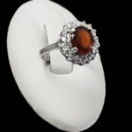 انگشتر گارنت الماس تراش نقره زنانه طرح آکام