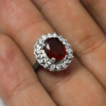 انگشتر گارنت الماس تراش نقره زنانه طرح آکام - Image 3