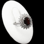 انگشتر گارنت الماس تراش نقره زنانه طرح آلان