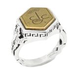 انگشتر حرز امام جواد (ع) نقره مردانه و زنانه طرح شش ضلعی عین علی (ع)+ تربت امام حسین (ع)