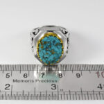 انگشتر نقره فیروزه نیشابوری فاخر دست ساز مردانه طرح کیوان ۲ - Image 7