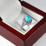 انگشتر فیروزه نیشابوری نقره زنانه طرح برگزیده - Image 3