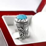 انگشتر نقره فیروزه نیشابوری فاخر دست ساز مردانه طرح فاخر بهرود - Image 2