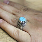 انگشتر نقره فیروزه نیشابوری فاخر دست ساز مردانه طرح فاخر بهرود - Image 3