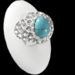 انگشتر نقره فیروزه نیشابوری فاخر دست ساز مردانه طرح فاخر پولکی بهزاد