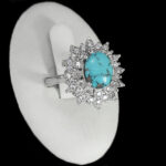 انگشتر فیروزه نیشابوری نقره زنانه طرح پرارین